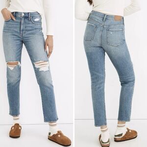 Madewell Perfect Vintage High Rise Straight Jeans Distressed Size 24